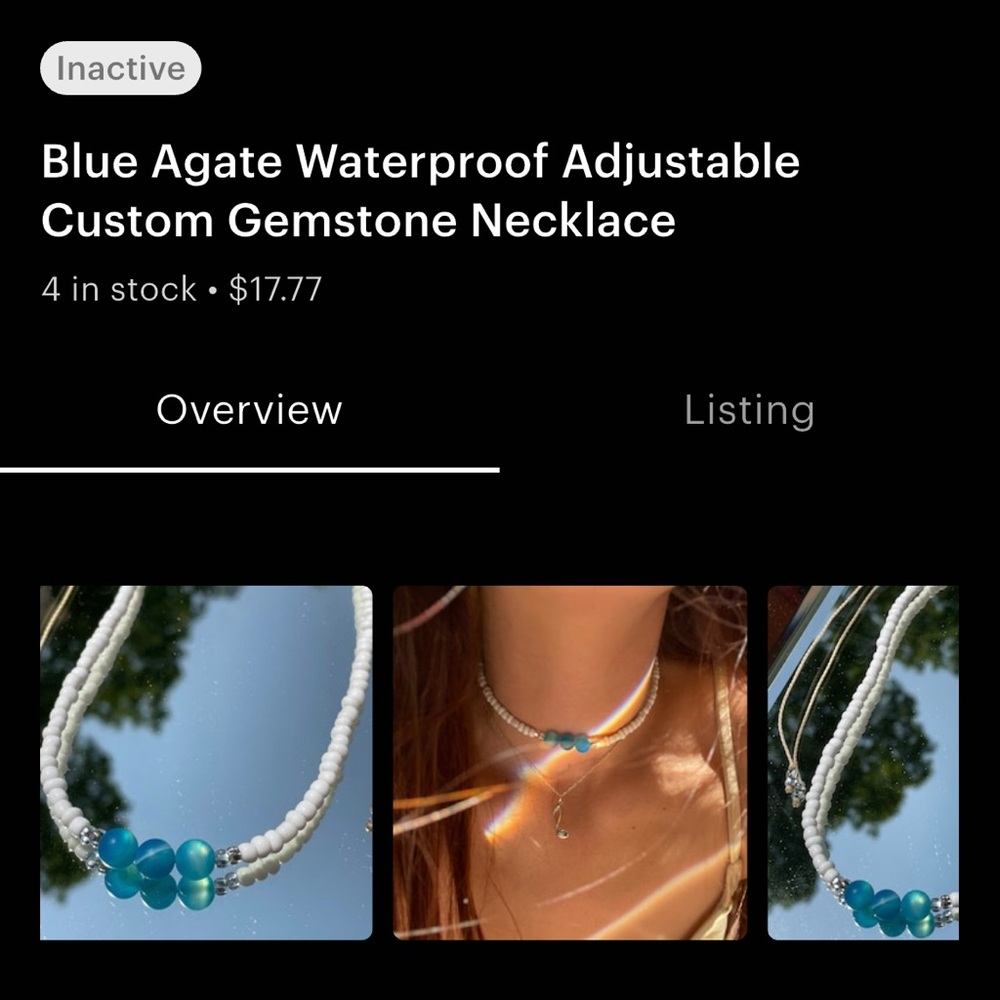 Custom Genstone necklace/ ocean safe & adjustable